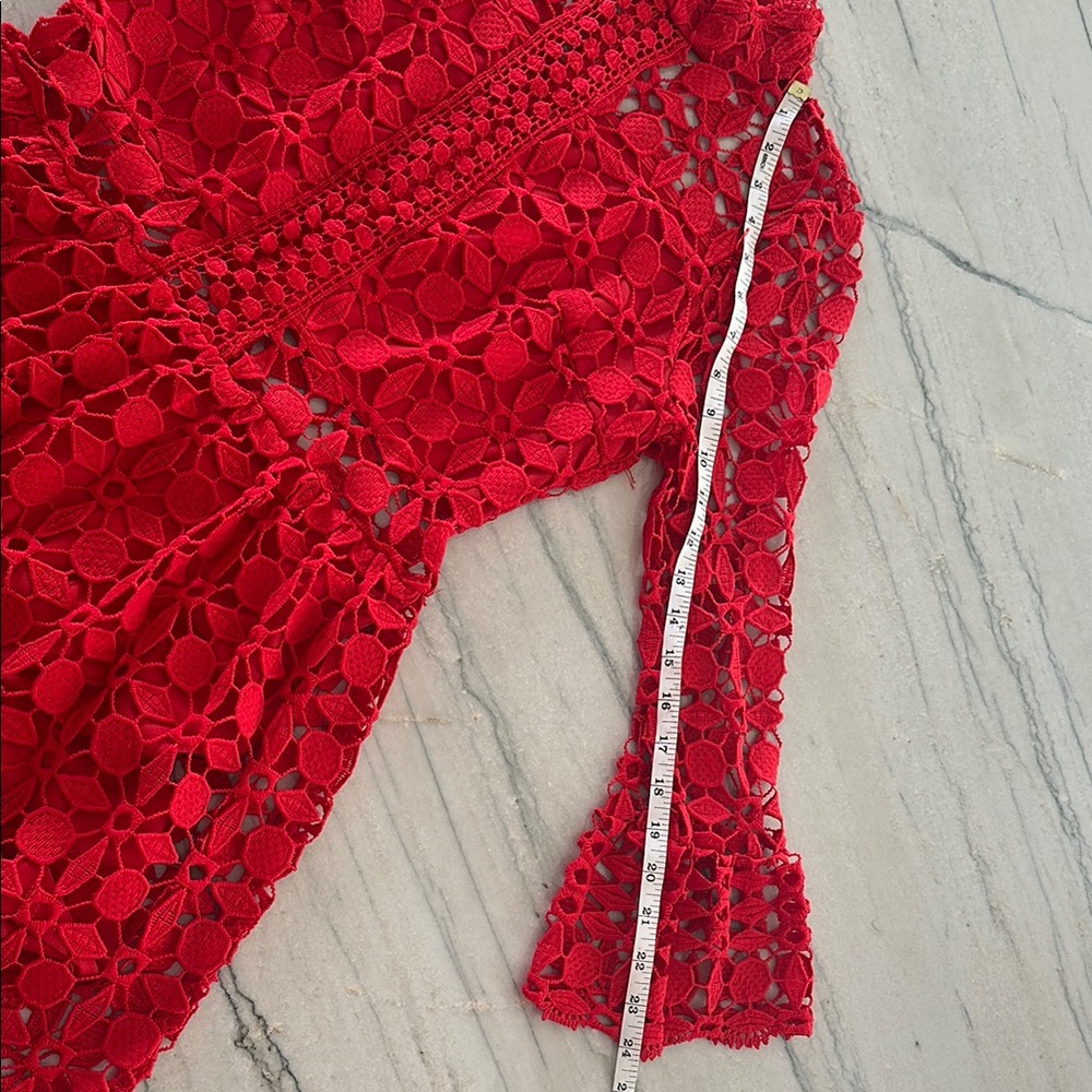 Red Lace Mock Neck Sundress - Picture 7 of 9